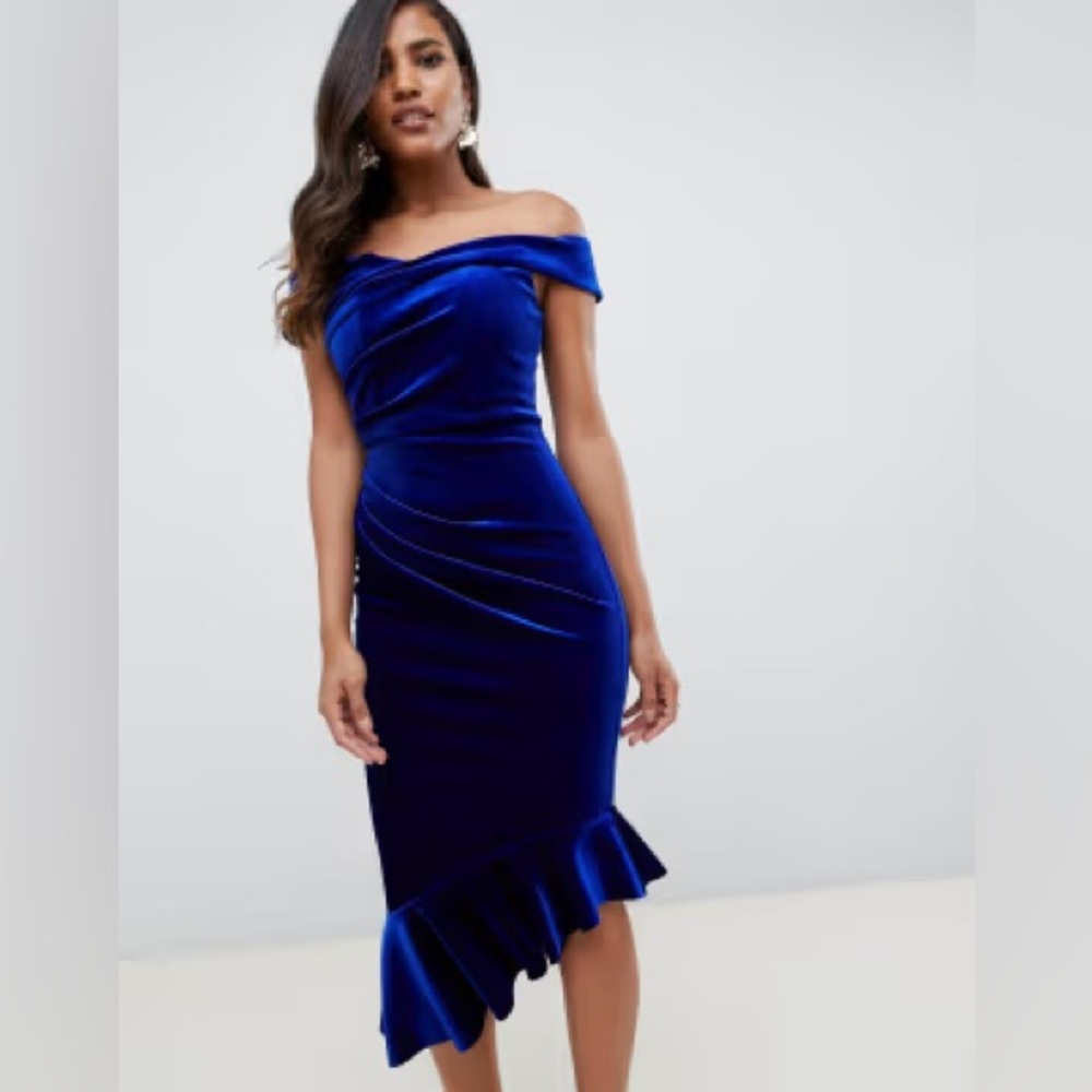 ASOS velvet blue dress